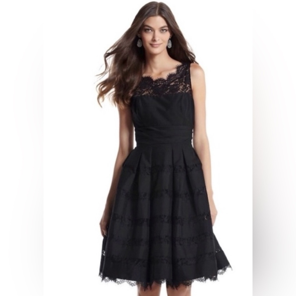 White House Black Market WHBM Black Lace Taffeta Cocktail Dress NEW Sz 6